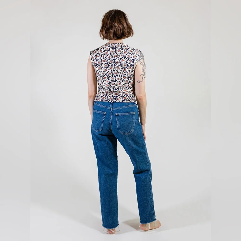 Mata Traders Ruched Top - Sleeveless with Flower Power Design - Picture 3 of 8